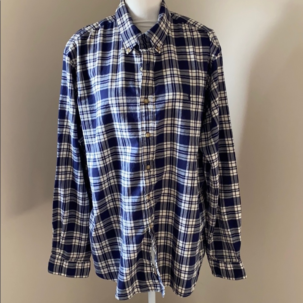 Ralph Lauren Navy and White Plaid Button-Down Shirt